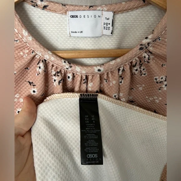 ASOS Design Textured Floral Smock Dress with Elastic Waistband - Picture 9 of 9